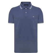 Erkek Indigo Polo Yaka, Serin Tutan, Hızlı Kuruyan, Pamuklu,kıvrılmaz Yaka T-Shirt
