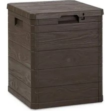 PolivaHome Bahçe Kiler Depolama Sandığı Balkon Saklama Dolabı Kapaklı Plastik Sandık 50X45X50CM 120 Litre Kahverengi
