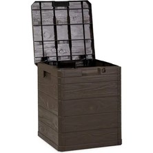 PolivaHome Bahçe Kiler Depolama Sandığı Balkon Saklama Dolabı Kapaklı Plastik Sandık 50X45X50CM 120 Litre Kahverengi