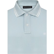 Erkek Mavi Polo Yaka, Serin Tutan, Hızlı Kuruyan, Pamuklu, Polo Kıvrılmaz Yaka T-Shirt