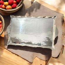 Gümüş Kaplama Ayaklı Dikdörtgen Tepsi 50 cm