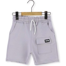 Desıgn Baskılı Cepli Erkek Şort Gri