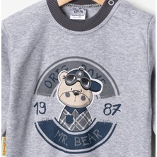 Tontiny Baby Penye Ekose Alt Melanj Üst Pijama Takımı 9-18 Ay %100 Pamuk (Tam Kalıp)