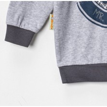 Tontiny Baby Penye Ekose Alt Melanj Üst Pijama Takımı 9-18 Ay %100 Pamuk (Tam Kalıp)