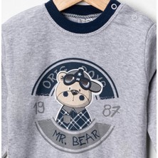 Tontiny Baby Penye Ekose Alt Melanj Üst Pijama Takımı 9-18 Ay %100 Pamuk (Tam Kalıp)
