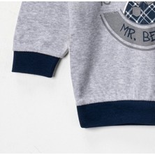Tontiny Baby Penye Ekose Alt Melanj Üst Pijama Takımı 9-18 Ay %100 Pamuk (Tam Kalıp)
