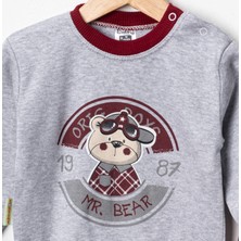 Tontiny Baby Penye Ekose Alt Melanj Üst Pijama Takımı 9-18 Ay %100 Pamuk (Tam Kalıp)