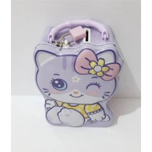 Kedi Kitty Hello Tasarımlı Metal Kumbara – Renkli, Kilitli Teneke Para Kutusu (21X12X7 Cm)