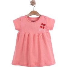 Yazlık Raporlu Interlok Elbise Nar Çiçeği