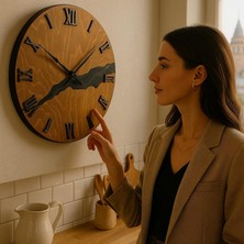El Yapımı Rustik Ahşap Duvar Saati - Oturma Odası, Yatak Odası Veya Ofis Için Minimalist Doğal Ahşap Dekor