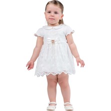 Yazlık Kalpli Incili Elbise Beyaz