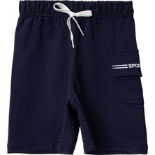 Penye Kargo Cepli Şort Lacivert