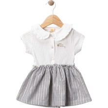 Yakalı Fitilli Elbise Ekru