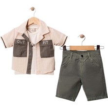 Outfıt Baskılı Gömlek 3 Lü Tkm Haki