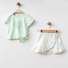 Çizgili Etek Bluz Takım Mint Yeşili