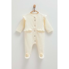 Beautıful Önden Düğmeli Tulum Ekru