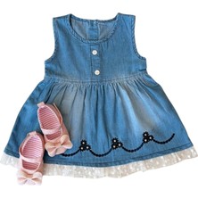 Ayakkabılı Tüllü Kot Elbise Mavi