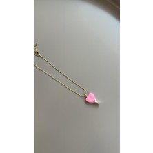 Mineli Kalp Kolye - Pembe