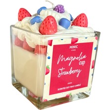 El Yapımı Magnolia Mum -Doğal Soya Wax - Vanilya Kokulu