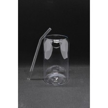 330 ml Borosilikat Cam Bardak Seti (Cam Pipetli) Tekli – Kahve, Çay ve Tüm Soğuk & Sıcak Içecekler Için