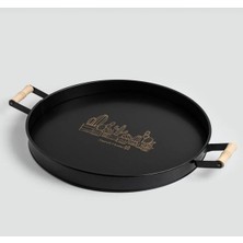 37 cm Ahşap Kulplu Metal Tepsi
