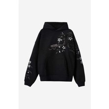 100% Organik Pamuklu Oversized Night Python Nakışlı Hoodie - Şık ve Rahat Moda