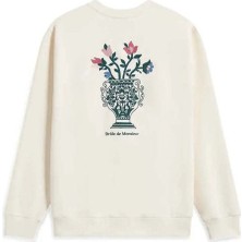 Cream 100% Pamuk 'vase' Nakışlı French Terry Sweatshirt - Şık ve Rahat