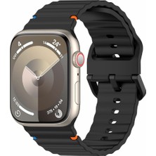 Apple Watch 10 42MM 6 7 8 9 10 Se Uyumlu 38 40 41MM Rebbit Çizgi Desenli Tokalı Spor Silikon Kordon Kayış