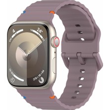 Apple Watch 10 42MM 6 7 8 9 10 Se Uyumlu 38 40 41MM Rebbit Çizgi Desenli Tokalı Spor Silikon Kordon Kayış