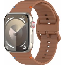 Apple Watch 10 42MM 6 7 8 9 10 Se Uyumlu 38 40 41MM Rebbit Çizgi Desenli Tokalı Spor Silikon Kordon Kayış