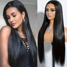 Zeysum Koyu Siyah Yarımay Saç Düz Çıtçıtlı Postiş 60 cm 110 gr