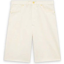 Le Short Baggy Écru: Rahat Kesim, Oversize Denim Şort - 100% Pamuk