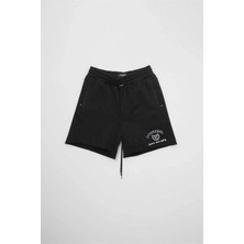 Domrebel Varsity Sweat Short - Rahat Fit, %100 Pamuk, École Des Arts Desenli Şort