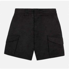 Siyah Midnight Crinkle Cargo Şort - Rahat Kesim, Dayanıklı Naylon