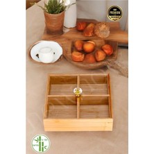 Bambu 4 Bölmeli Çerezlik, Akrilik Kapaklı, 24 Cm, Kahverengi