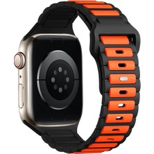 Apple Watch 10 9 8 7 6 Se Ultra Uyumlu 42 44 45 46 49MM Çift Renk Bakla Desen Hibrit Silikon Kordon