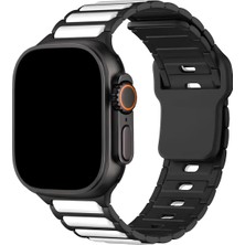 Apple Watch 10 9 8 7 6 Se Ultra Uyumlu 42 44 45 46 49MM Çift Renk Bakla Desen Hibrit Silikon Kordon