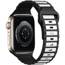 Apple Watch 10 9 8 7 6 Se Ultra Uyumlu 42 44 45 46 49MM Çift Renk Bakla Desen Hibrit Silikon Kordon