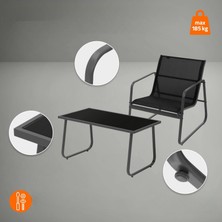 Bahçe Mobilya Takımı 2+1+1 Sehpalı Balkon Oturma Grubu 4 Parça Çelik Gövdeli