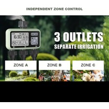 3 - Çıkışlı Büyük Ekran Digital Otomatik Su Zamanlayıcı ( 3 Çıkış Ayrı Zamanlarda Akması Için Programlanabilir)