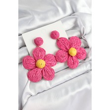 Pirinç Pembe Papatya Model Gold Renk Kadın Hasır Küpe