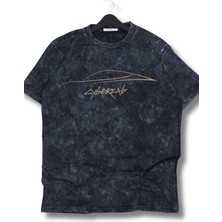 Unisex Cybercab Yazılı Yıkamalı T-Shirt, Oversize Tesla Araba Temalı Retro Tişört