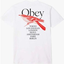 Obey Bird Tişört - %100 Pamuklu, Önde ve Arkada Baskılı, Klasik Kesim