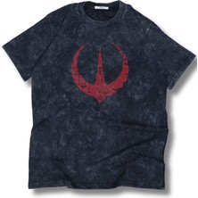 Unisex Andor Sembol Baskılı Yıkamalı T-Shirt, Oversize Star Wars Temalı Retro Tişört