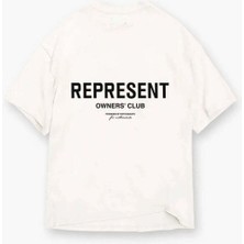 Represent Owners Club T-Shirt - %100 Pamuk, Beyaz Renk, Erkekler Için Şık Tasarım