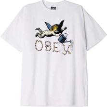 Obey Flower Angel T-Shirt - Kutulu, Ağı Heavyweight Tişört
