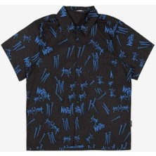 Şık Siyah-Mavi Polyester T-Shirt - Boxy Fit, Makinede Yıkanabilir