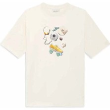 100% Pamuk Le T-Shirt Balade - Ribanalı Krem Renkli Tişört