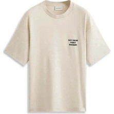 100% Pamuk Krem Renkli Erkek Slogan Tişört | Le T-Shirt