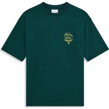 Le T-Shirt Slogan Vignes - %100 Pamuk, Koyu Yeşil, Rahat Kesim Erkek T-Shirt